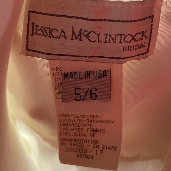 Jessica McClintock Dress Size 5/6 White Bridal Lace Wedding Shower Vintage 1980s - Picture 7 of 13